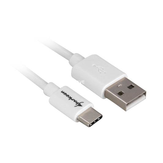 Sharkoon USB 2.0 Kabel, USB-A Stecker > USB-C Stecker (weiss, 50cm)