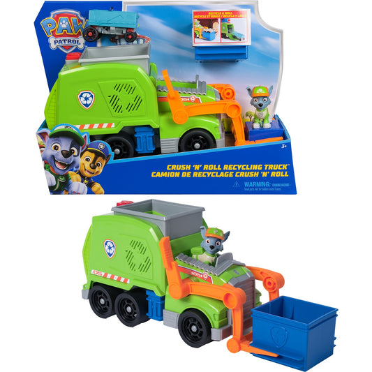 Paw Patrol - Extragrosser Recycling-Truck mit Rocky Spielfigur und Verwandlungsfunktion, Spielfahrzeug