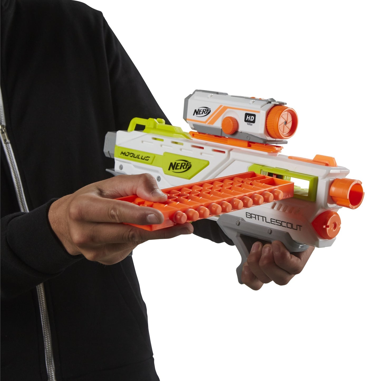 Hasbro Nerf N-Strike Elite Modulus BattleScout ICS-10, Nerf Gun (weiss/orange, Frustfreie Verpackung)