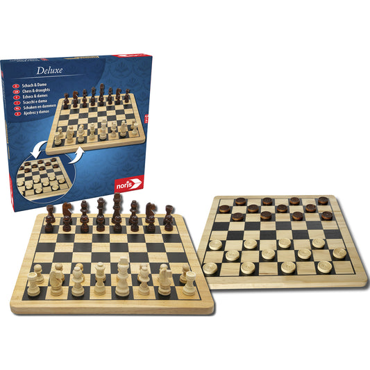 Deluxe Holz - Schach & Dame, Brettspiel