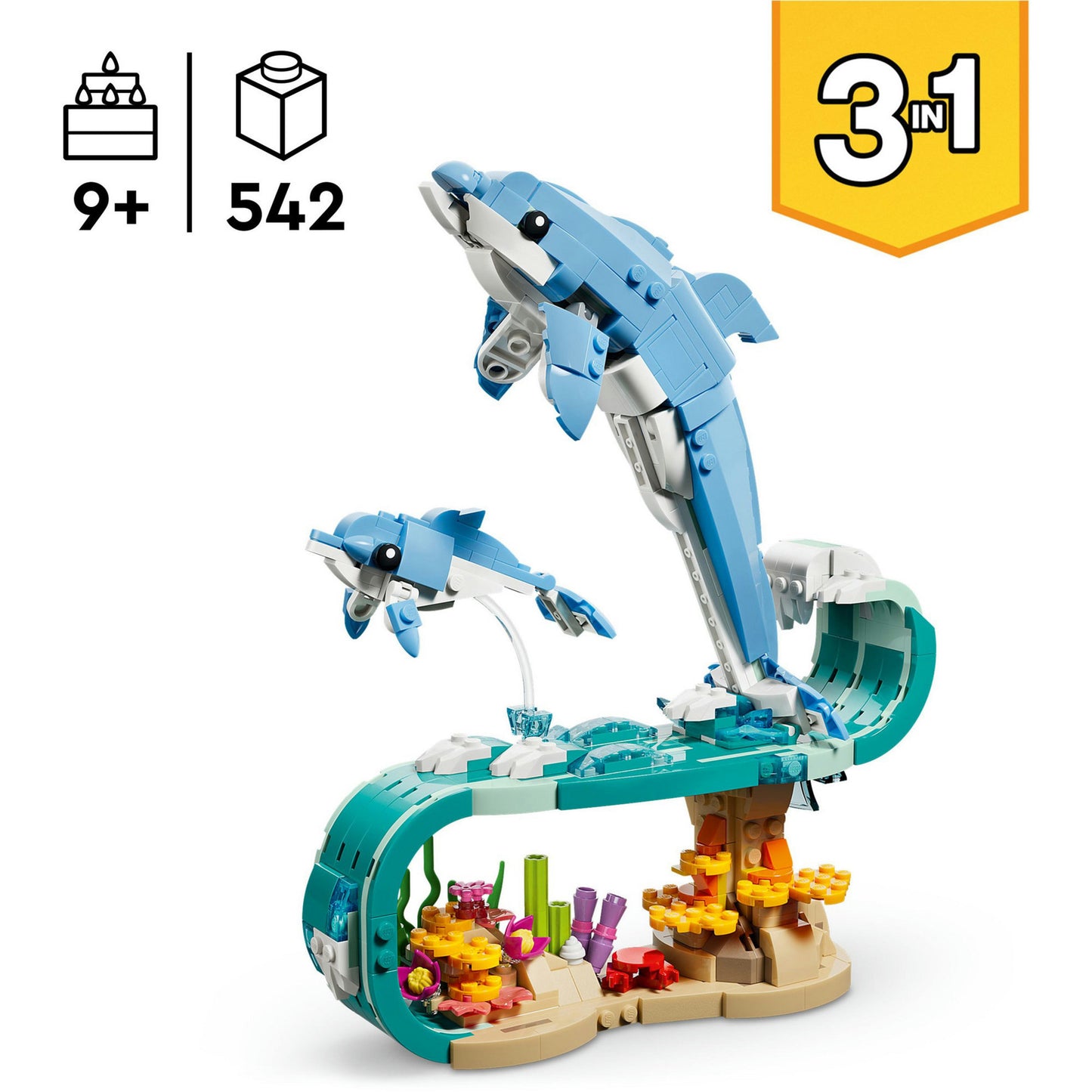 31385 Creator 3-in-1 Meerestiere: Wunderschöne Delfine, Konstruktionsspielzeug