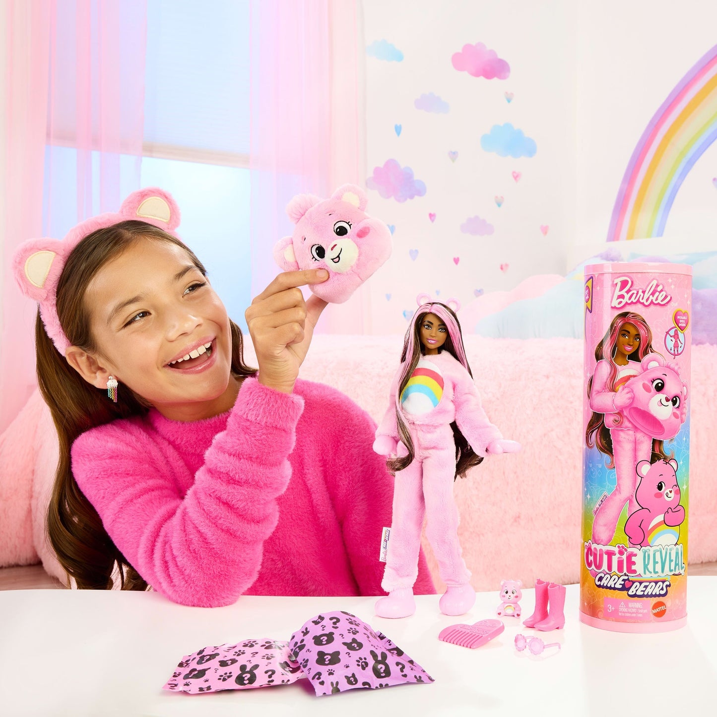 Barbie Cutie Reveal Care Bears Series - Hurrabärchi, Spielfigur