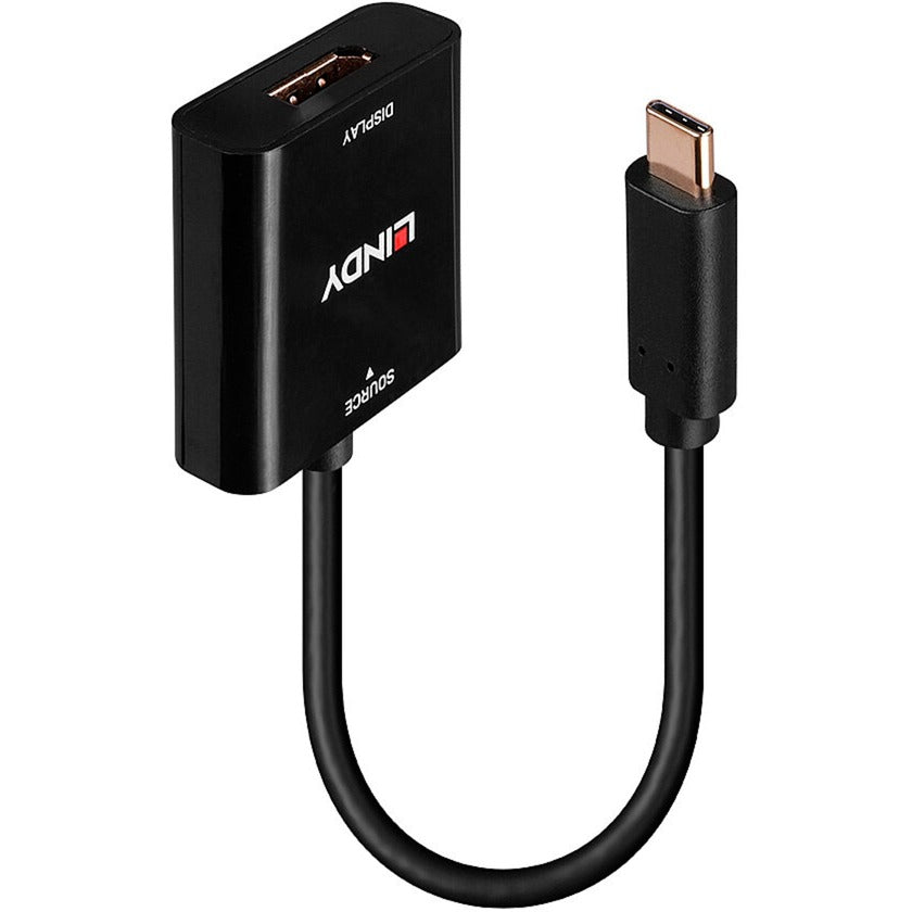 Lindy USB Konverter, USB-C Stecker > DisplayPort Buchse (schwarz, 21cm, 4K 144Hz)