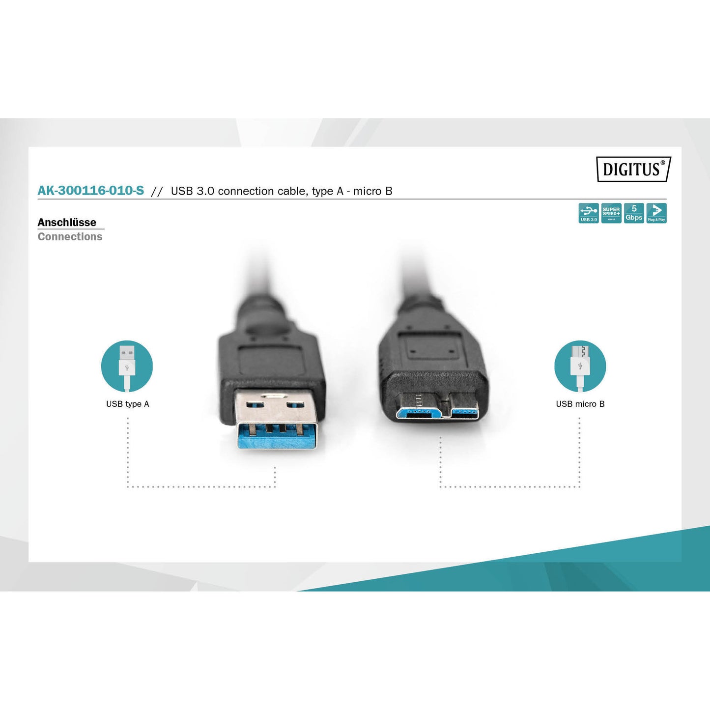 USB 3.2 Gen 1 Anschlusskabel USB-A > Micro USB-B