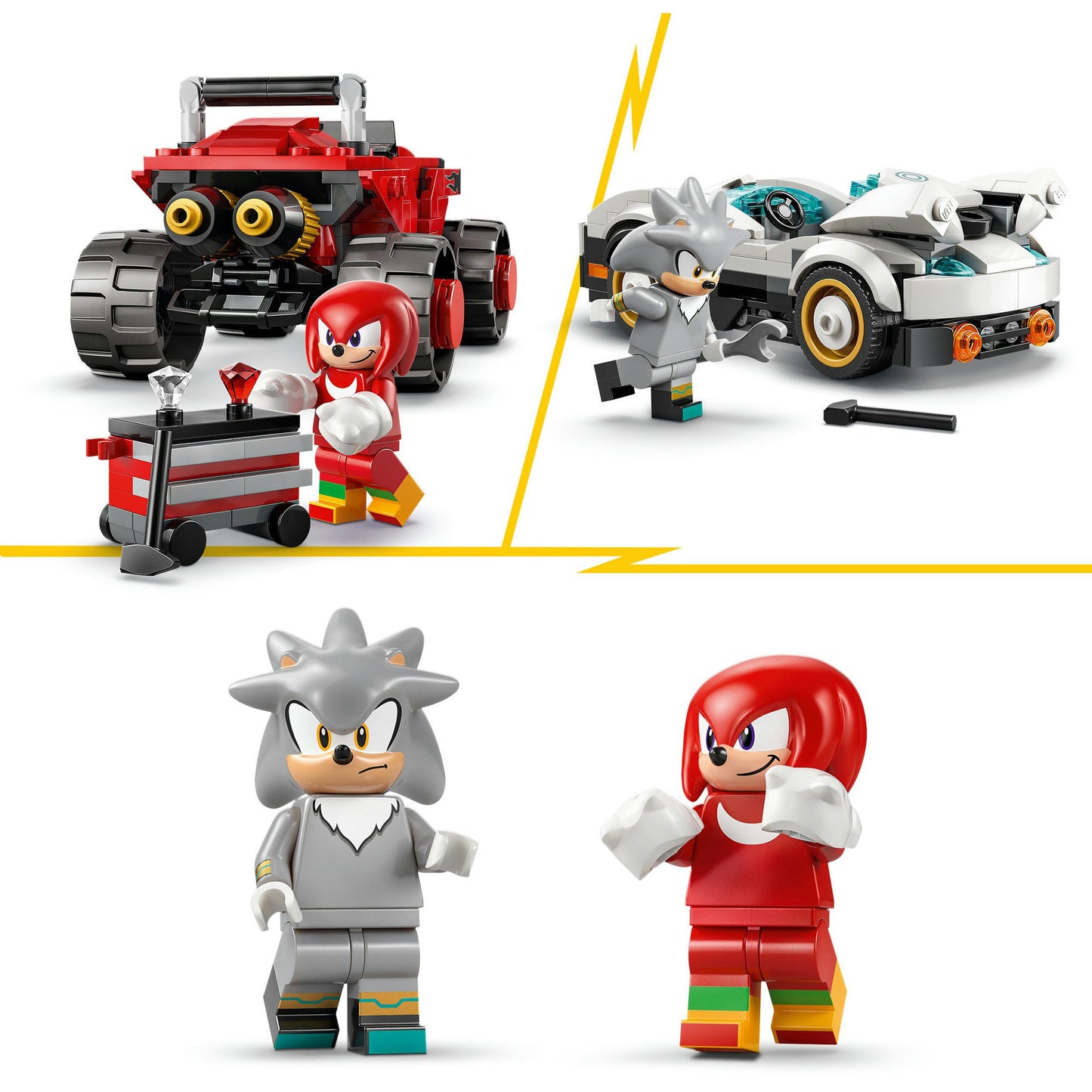 77118 Sonic the Hedgehog Silvers Auto vs. Knuckles' Monstertruck, Konstruktionsspielzeug