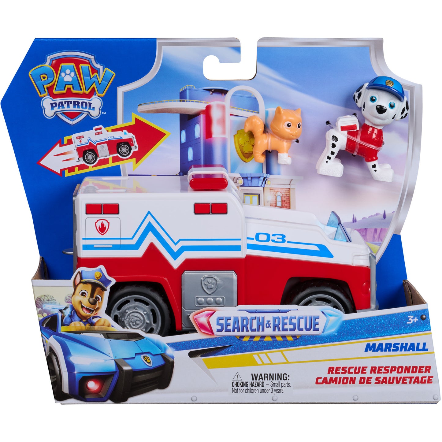Paw Patrol - Search & Rescue: Marshalls Rettungsfahrzeug mit 2 Figuren, Spielfahrzeug