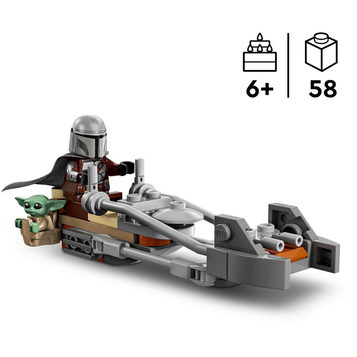 75436 Star Wars Der Mandalorianer und Grogu auf ihrem Speeder Bike, Konstruktionsspielzeug