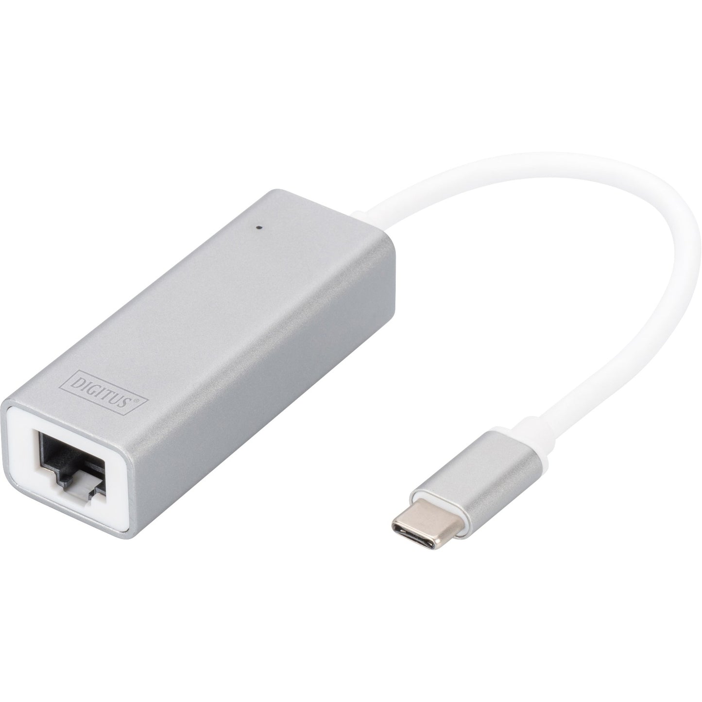 Digitus USB 3.2 Gen 1 Adapter, USB-C Stecker > RJ-45 Buchse (weiss/silber, 20cm, 10/100/1.000 Mbit/s)