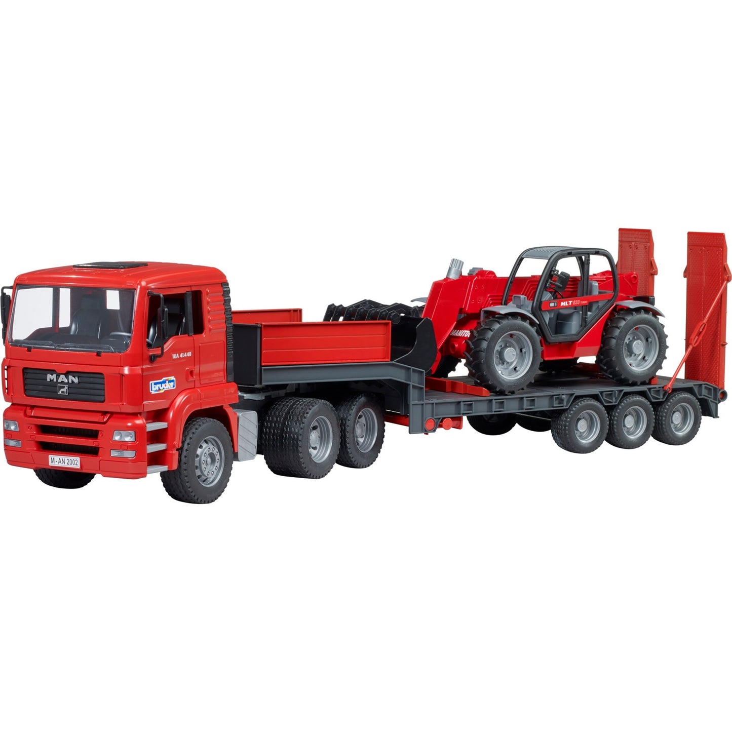 BRUDER MAN TGA Tieflader mit Manitou Teleskoplader MLT 633