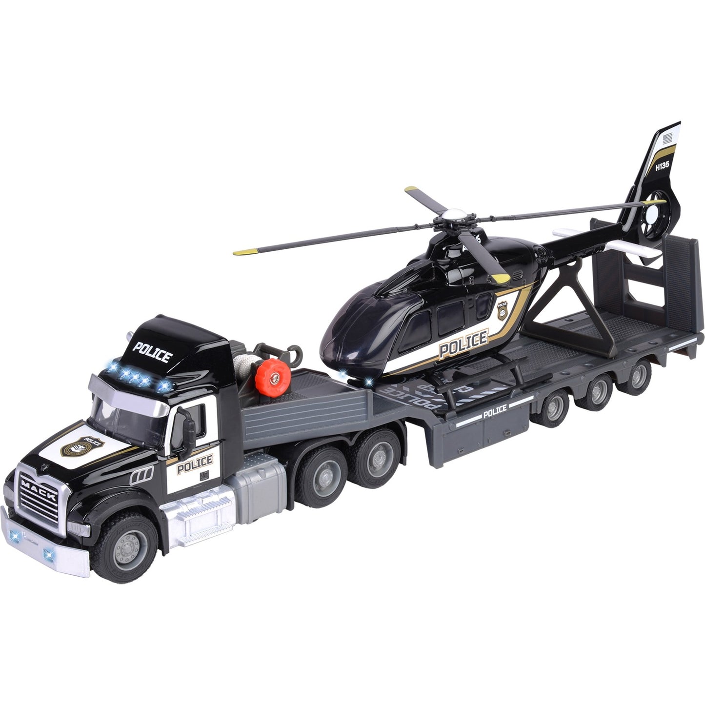 Majorette Mack Truck + Police Helicopter