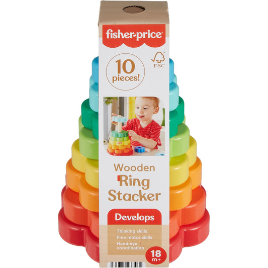 Fisher-Price Ring-Stapelspielzeug aus Holz, Geschicklichkeitsspiel