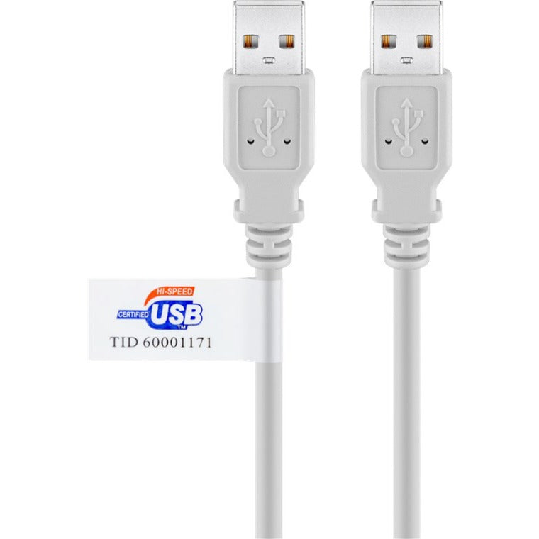 Goobay USB 2.0 Kabel, USB-A Stecker > USB-A Stecker (grau, 2 Meter, mit USB Zertifikat)