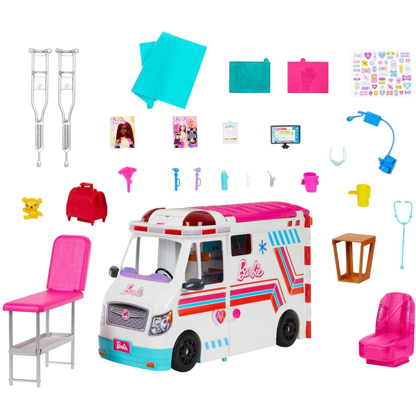 Mattel Barbie 2-in-1 Krankenwagen Spielset, Spielfahrzeug