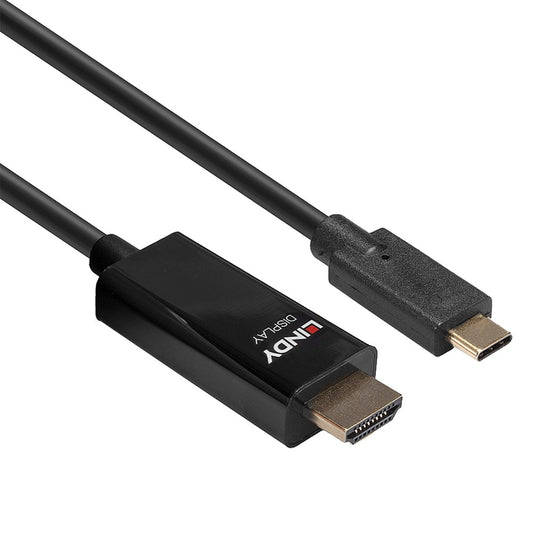 Lindy USB Adapterkabel, USB-C Stecker > HDMI Stecker (schwarz, 10 Meter, 4K 60Hz, + HDR)