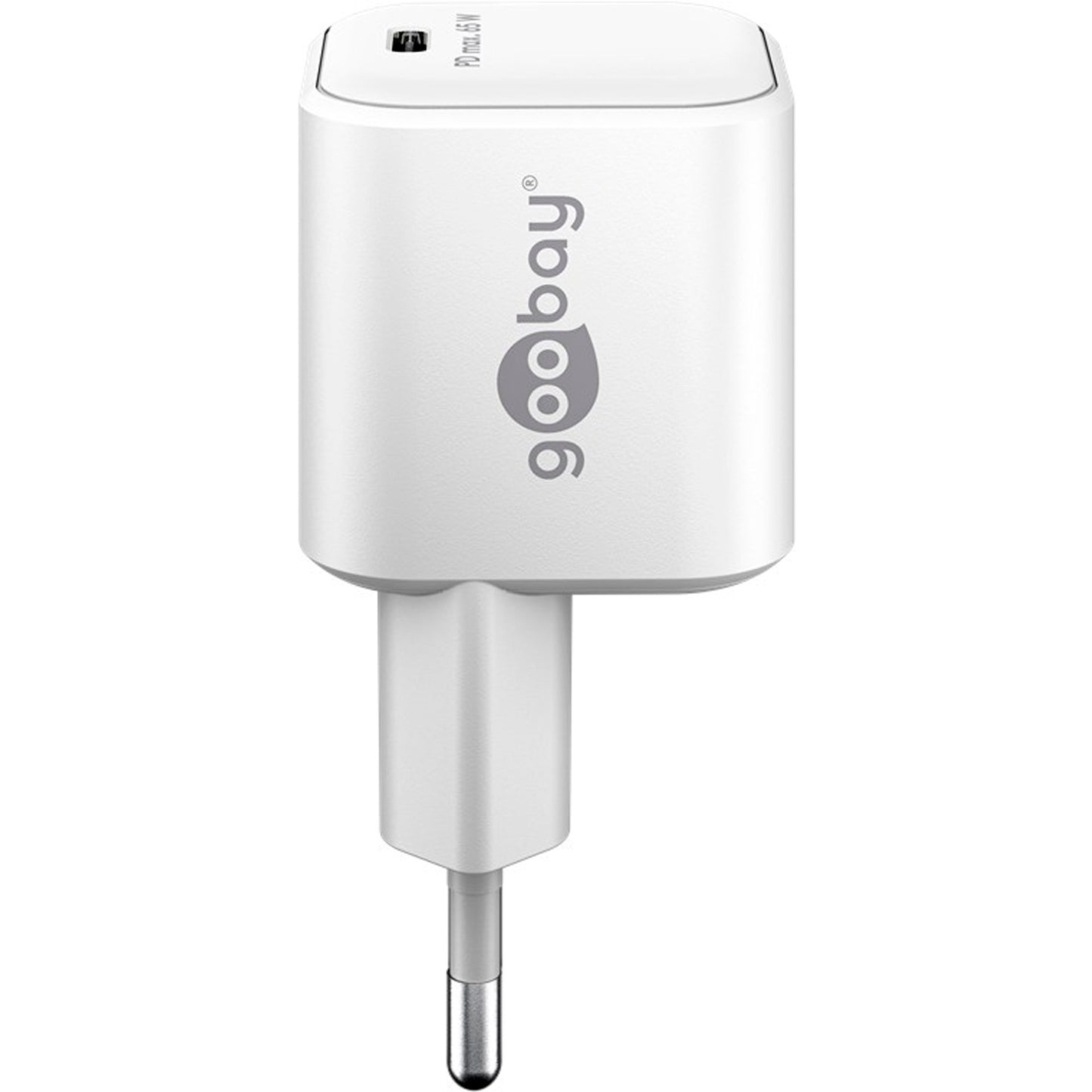 Goobay USB-C Schnellladegerät Nano, PD, GaN, 65 Watt (weiss, 1x USB-C, Power Delivery 3.0)