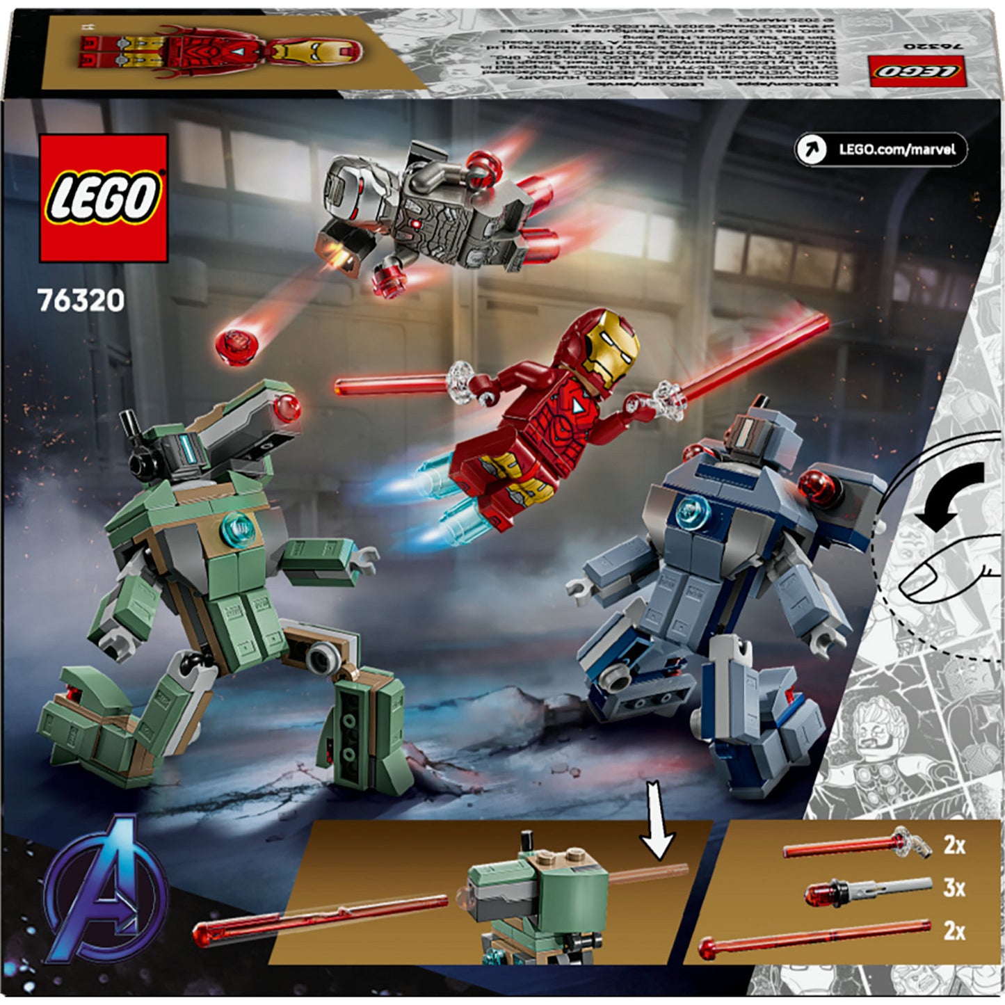 76320 Marvel Super Heroes Iron Man & War Machine vs. Hammer-Drohnen, Konstruktionsspielzeug