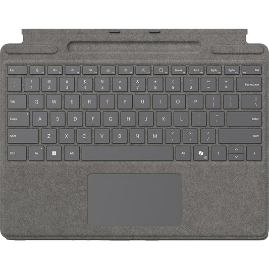 Microsoft Surface Pro Keyboard mit Stiftaufbewahrung (platin, DE-Layout, für Surface Pro (11. Edition)/10 for Business/9/8)