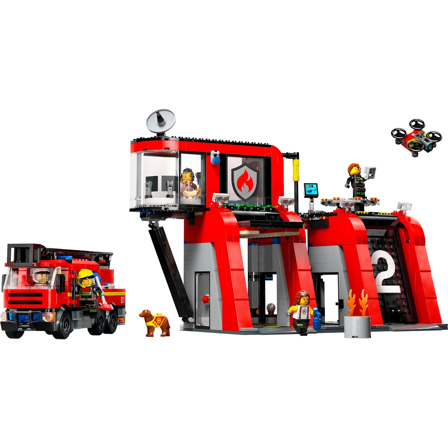 LEGO 60414 City Feuerwehrstation mit Drehleiterfahrzeug, Konstruktionsspielzeug