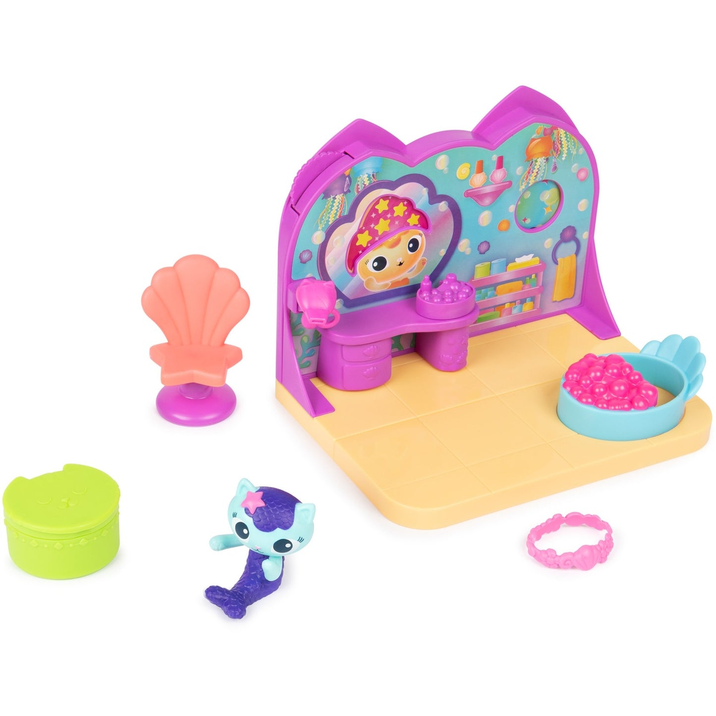 Spinmaster Gabby's Dollhouse Deluxe Room Spielset - Wellness Raum mit Meerkätzchen