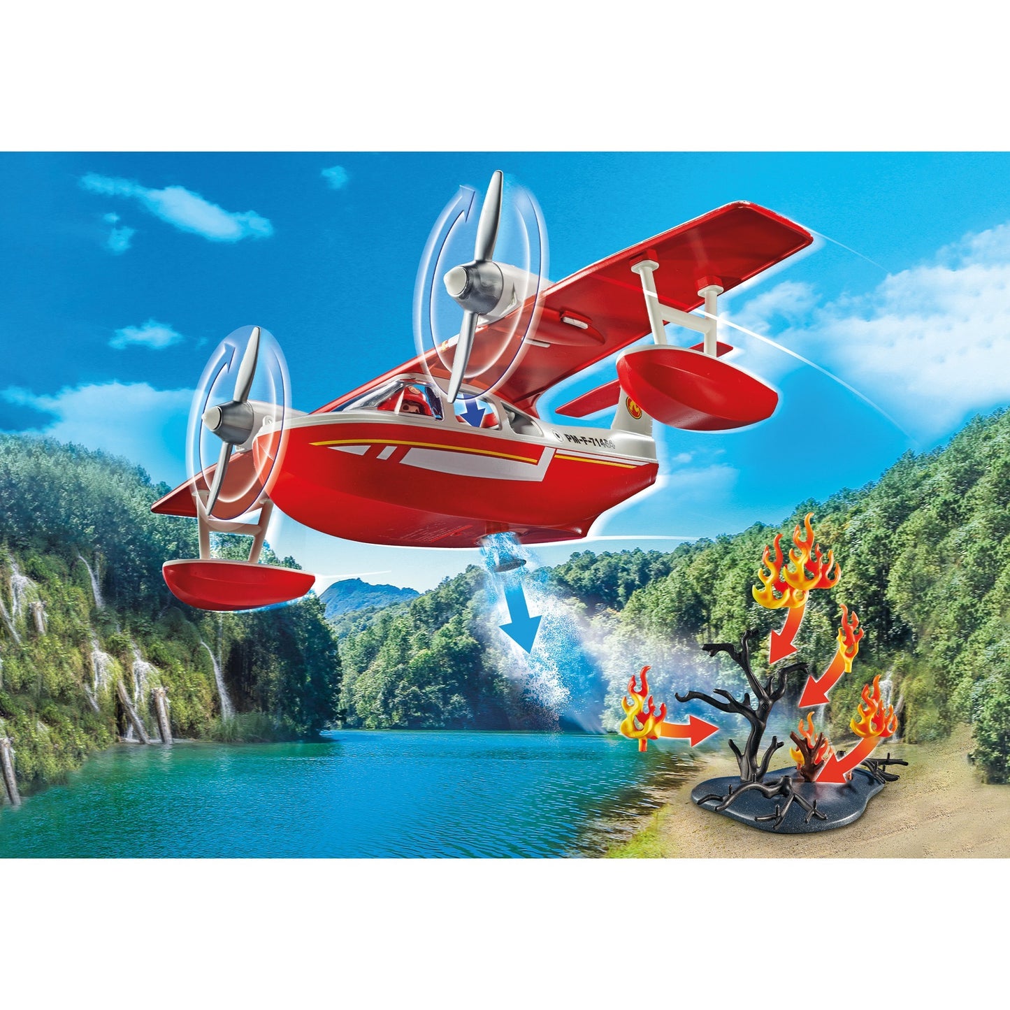 PLAYMOBIL 71463 City Action Feuerwehrflugzeug mit Löschfunktion, Konstruktionsspielzeug