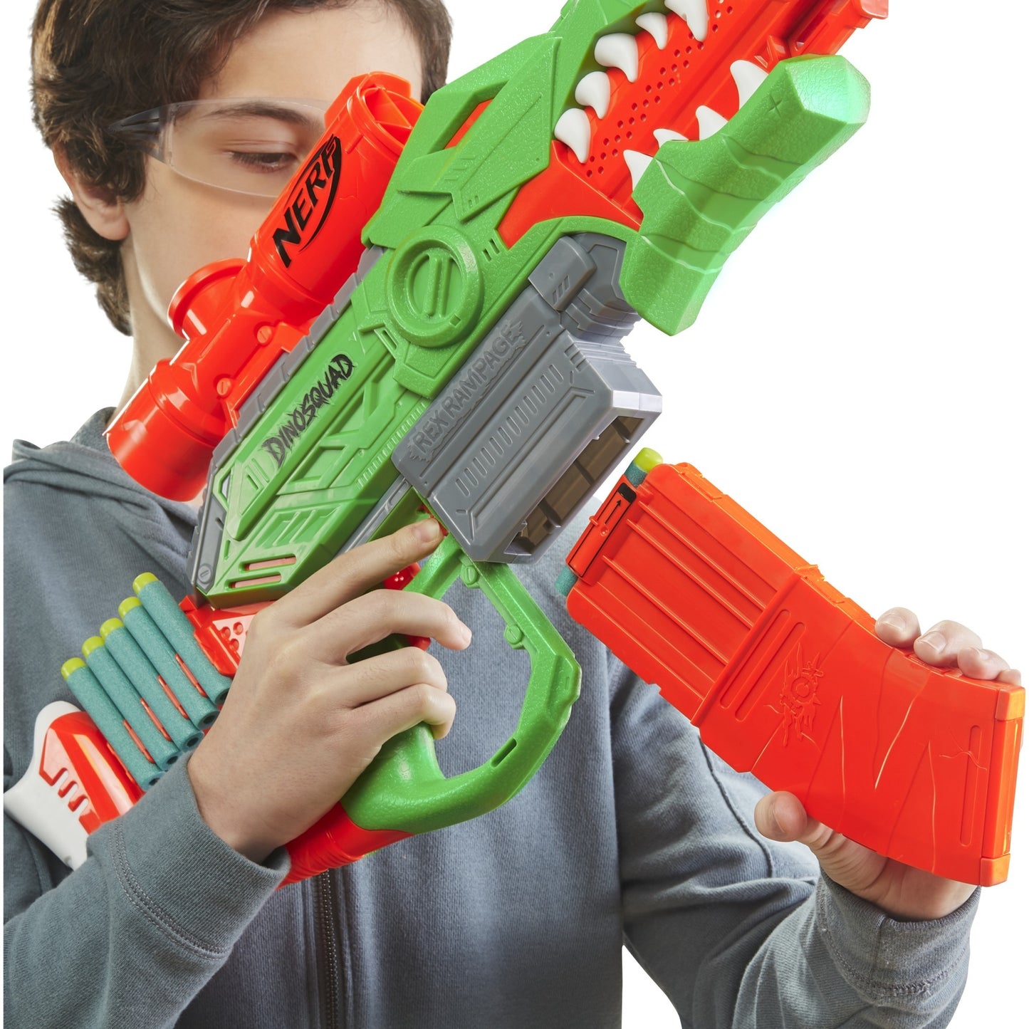 Hasbro Nerf DinoSquad Rex-Rampage, Nerf Gun (grün/orange)