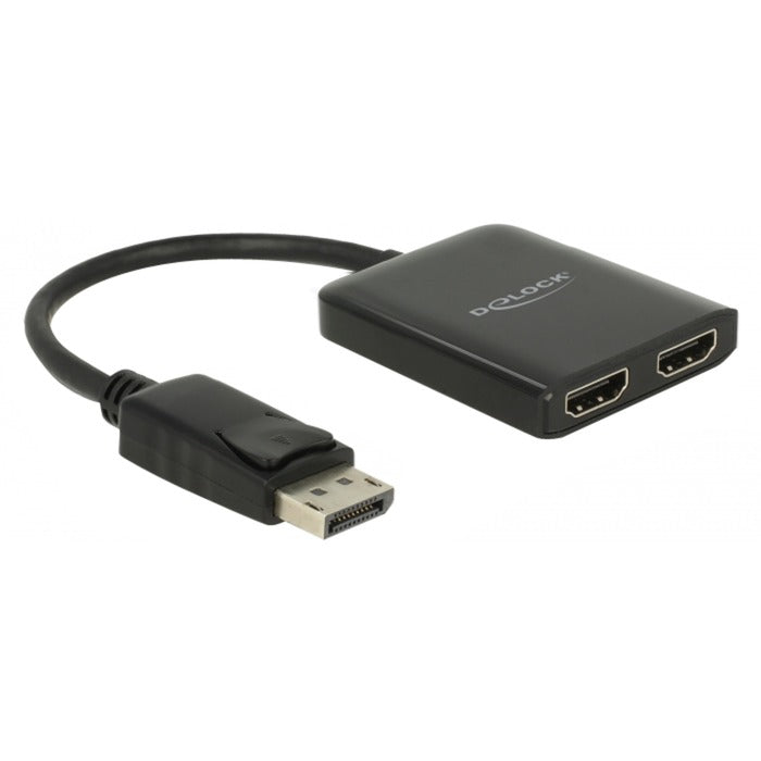 DeLOCK DisplayPort Splitter 1.4 > 2x HDMI MST (schwarz, 20cm Kabel)