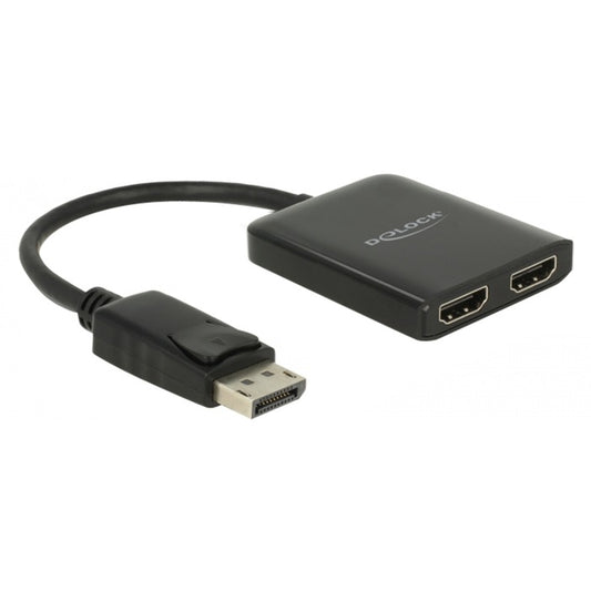 DeLOCK DisplayPort Splitter 1.4 > 2x HDMI MST (schwarz, 20cm Kabel)