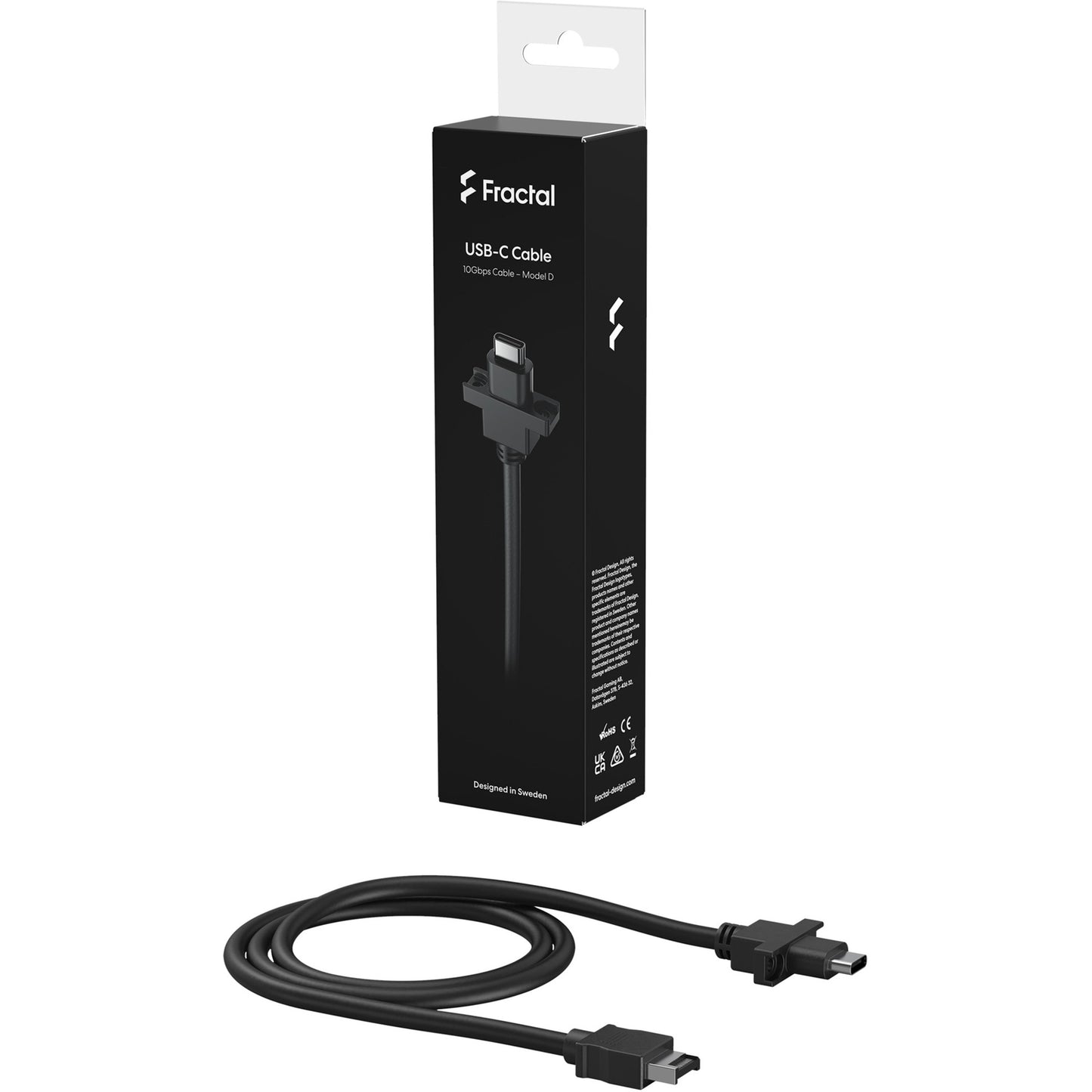 Fractal Design USB 3.2 Gen 2 Adapter, USB Key-A Header > USB-C, Model D (schwarz, 67cm)