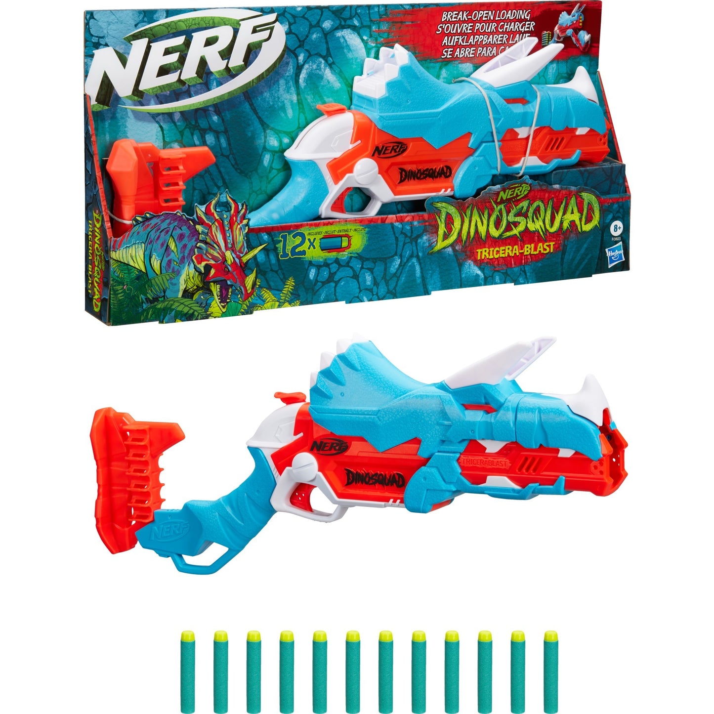 Hasbro Nerf DinoSquad Tricera-Blast, Nerf Gun (hellblau/orange)