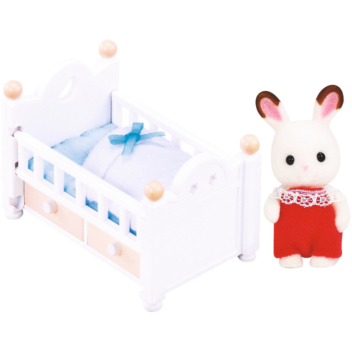 Sylvanian Families - Schokoladenhasen Baby mit Babybett, Konstruktionsspielzeug