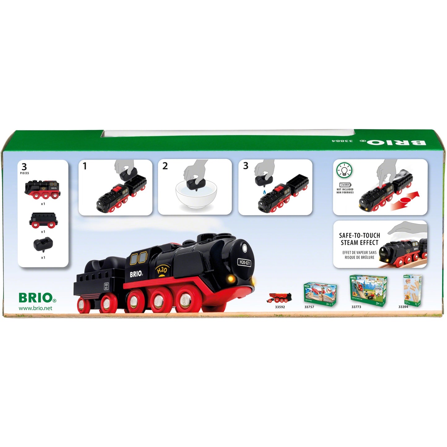 BRIO Batterie-Dampflok mit Wassertank (schwarz/rot)