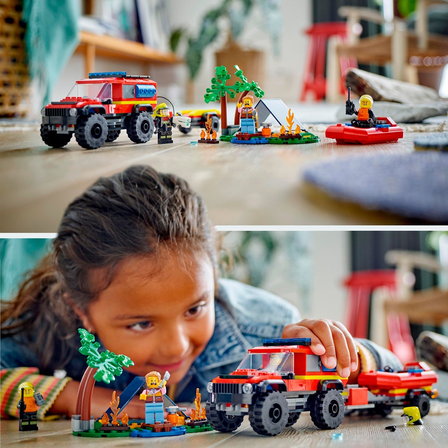 LEGO 60412 City Feuerwehrgeländewagen mit Rettungsboot, Konstruktionsspielzeug