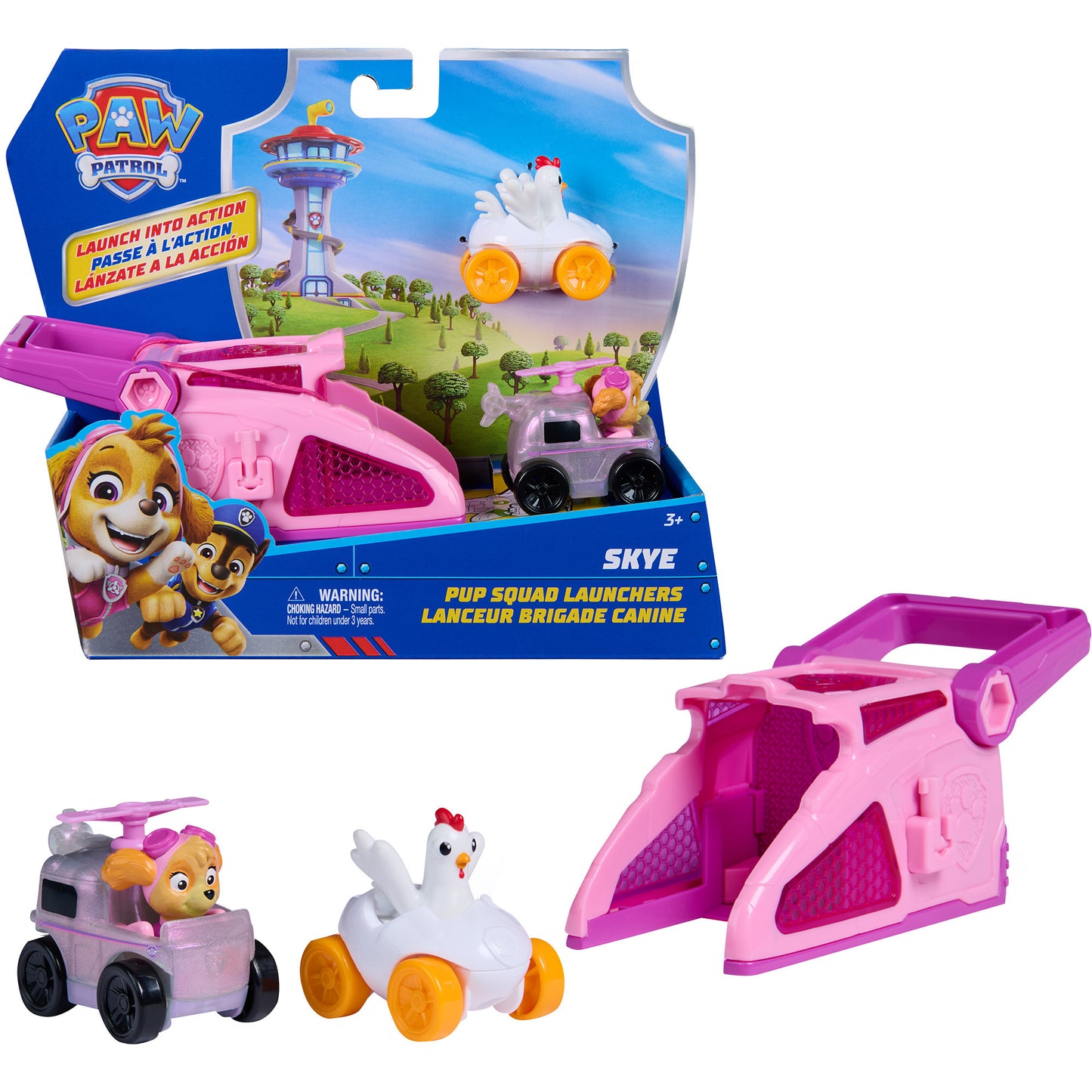 Paw Patrol - Pup Squad Launcher mit Skye und Henrietta Fahrzeugen, Spielfahrzeug