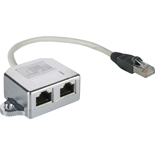 Goobay LAN-Kabel-Verteiler (Netzwerkdoppler), Y-Adapter 68908 (silber, 1x 8-polig > 2x 4-polig)