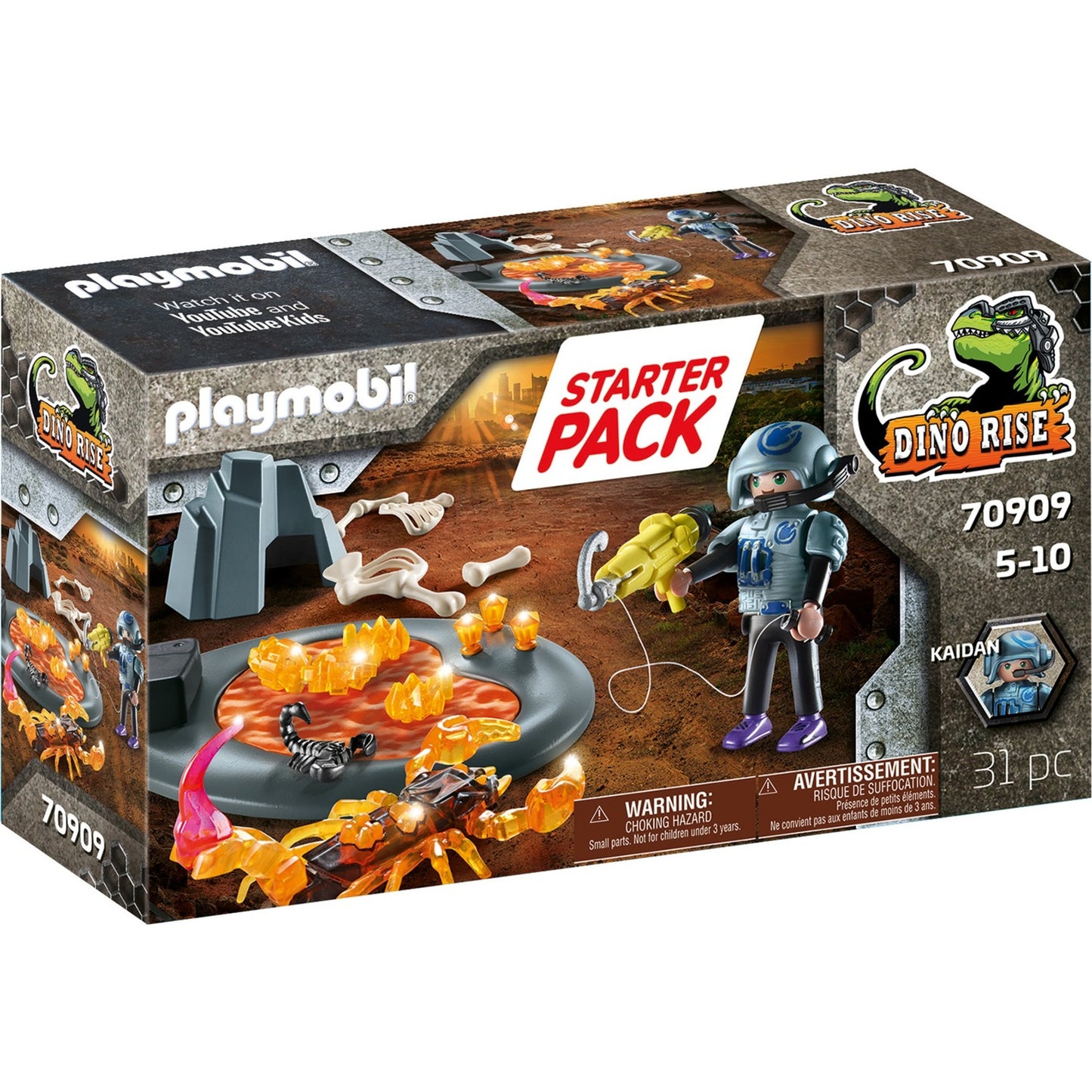 PLAYMOBIL 70909 Dino Rise Starter Pack Kampf gegen den Feuerskorpion, Konstruktionsspielzeug