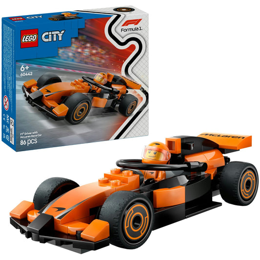 60442 City F1 Rennfahrer mit McLaren Rennauto, Konstruktionsspielzeug