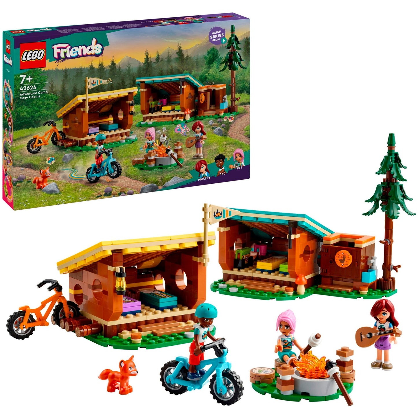 LEGO 42624 Friends Gemütliche Hütten im Abenteuercamp, Konstruktionsspielzeug