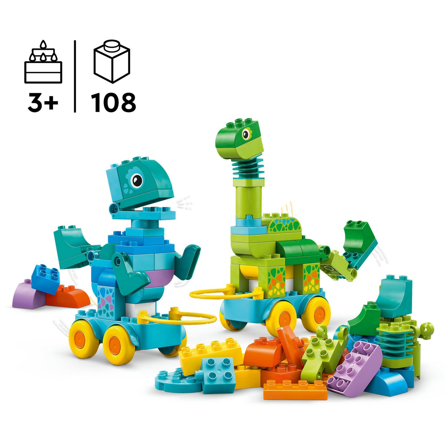 10451 DUPLO Town Dinos auf Rädern 3-in-1-Set, Konstruktionsspielzeug