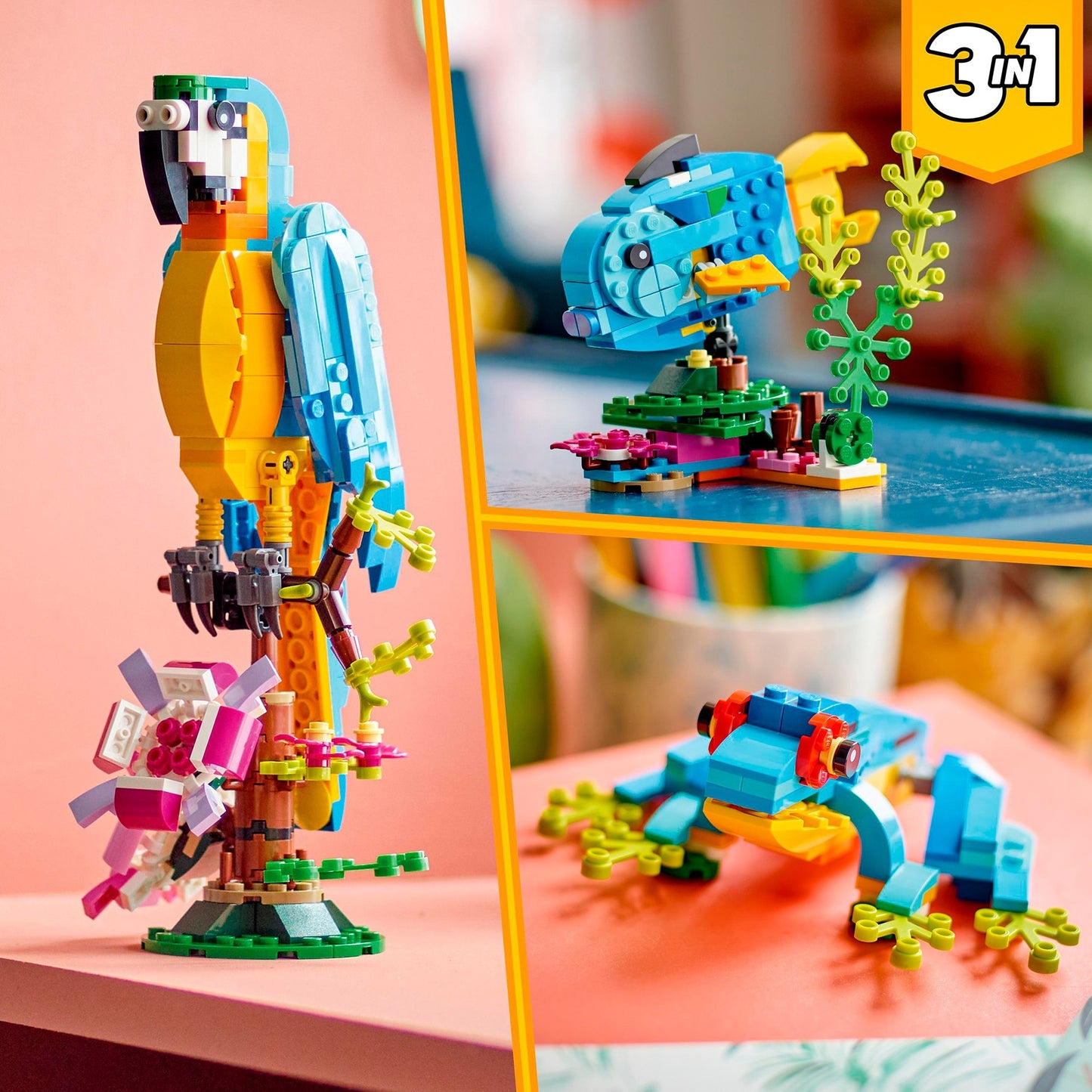 LEGO 31136 Creator 3-in-1 Exotischer Papagei, Konstruktionsspielzeug