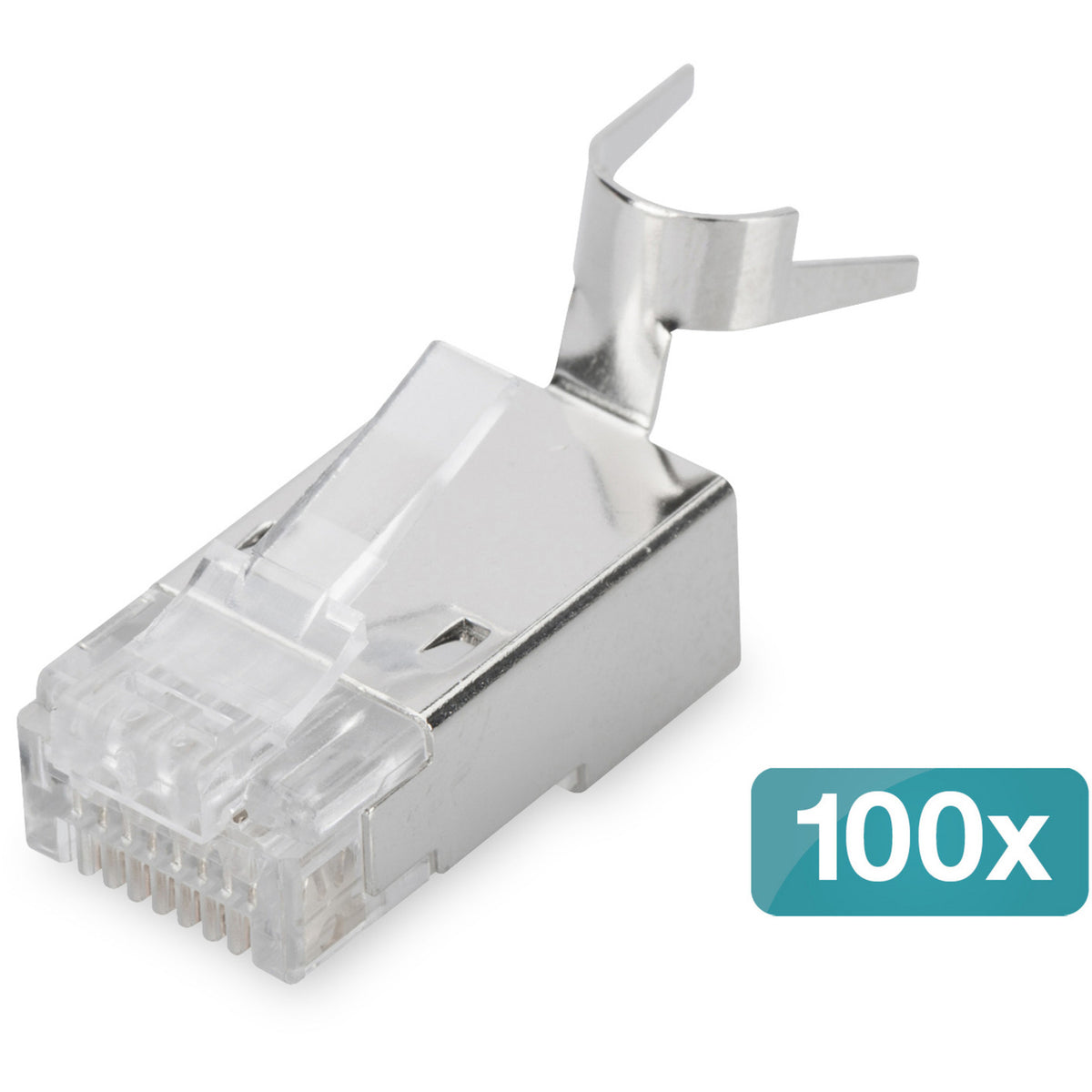 Modularstecker für Rundkabel, CAT 6A, geschirmt, 100 Stück