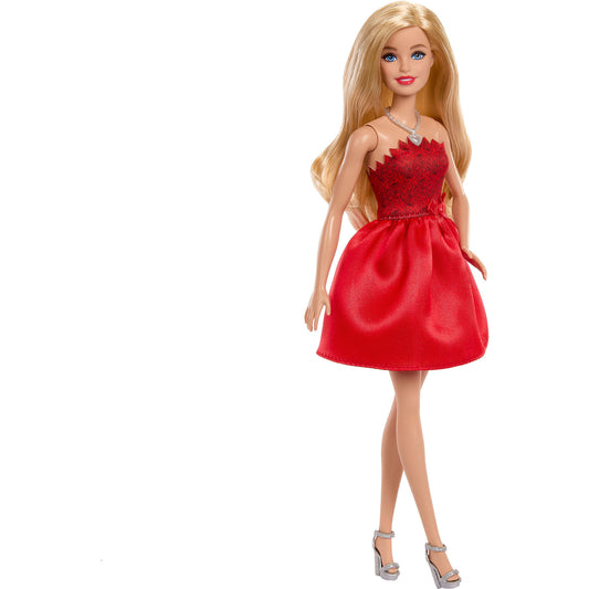 Rubinrote Barbie-Party-Modepuppe zum 80. Jubiläum in einem roten Kleid