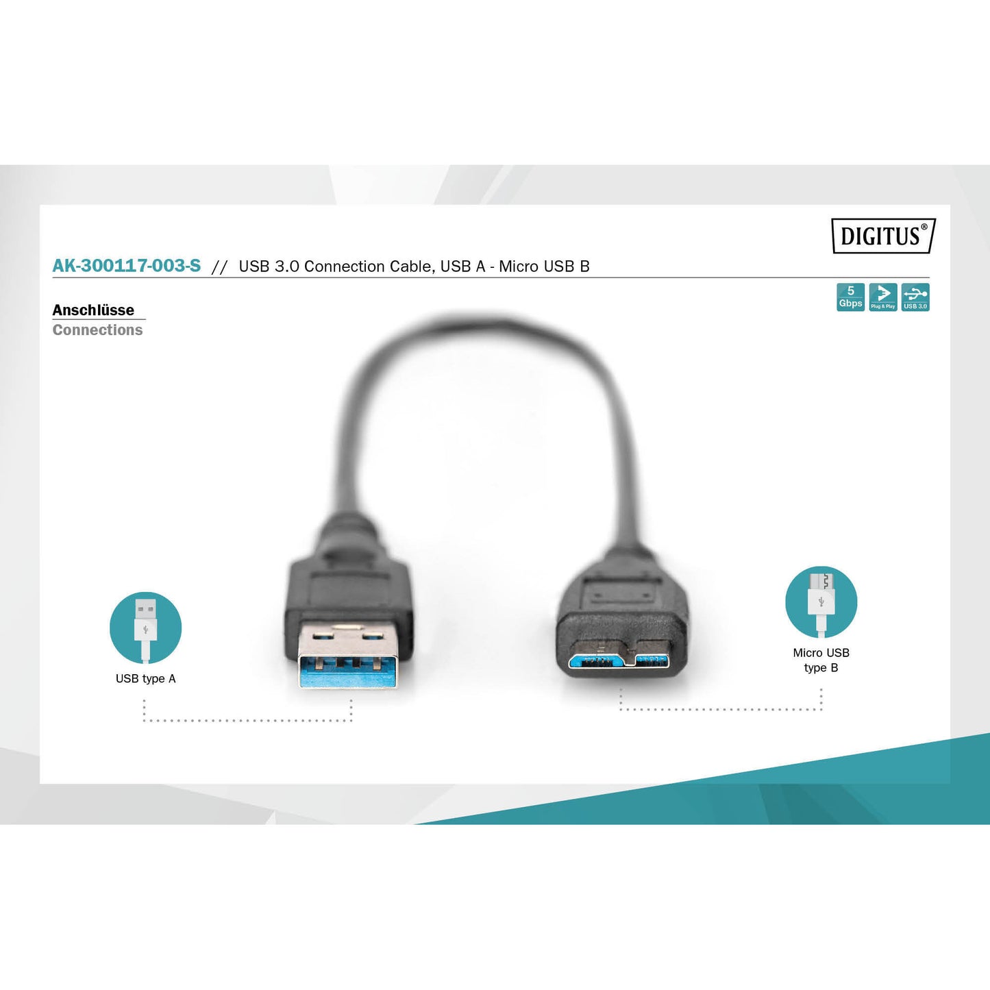 USB 3.2 Gen 1 Anschlusskabel USB-A > Micro USB-B