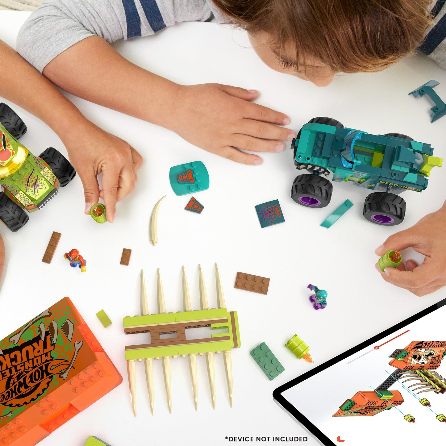 Mattel MEGA Hot Wheels Monster Trucks Mega-Wrex Knochen Crash Stuntbahn, Konstruktionsspielzeug