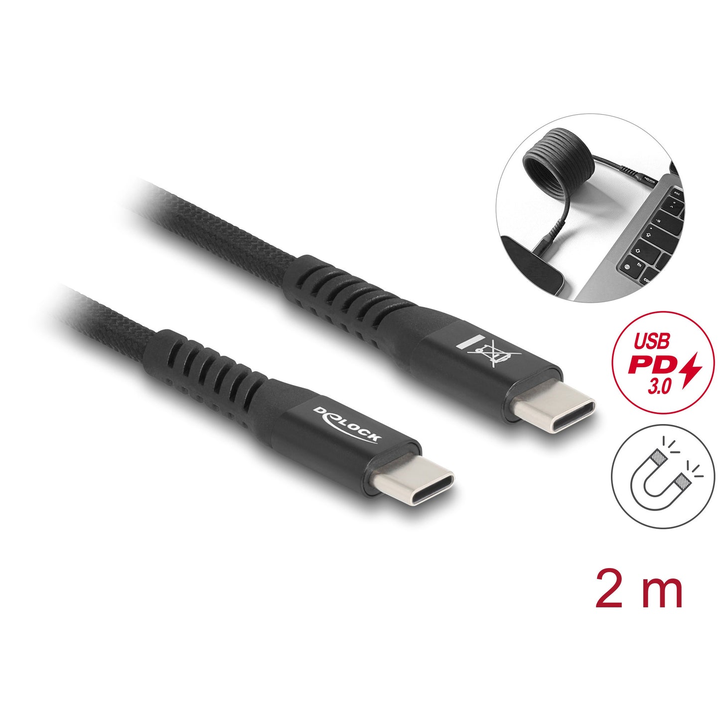 USB-C 2.0 Kabel mit magnetischer Textilummantelung