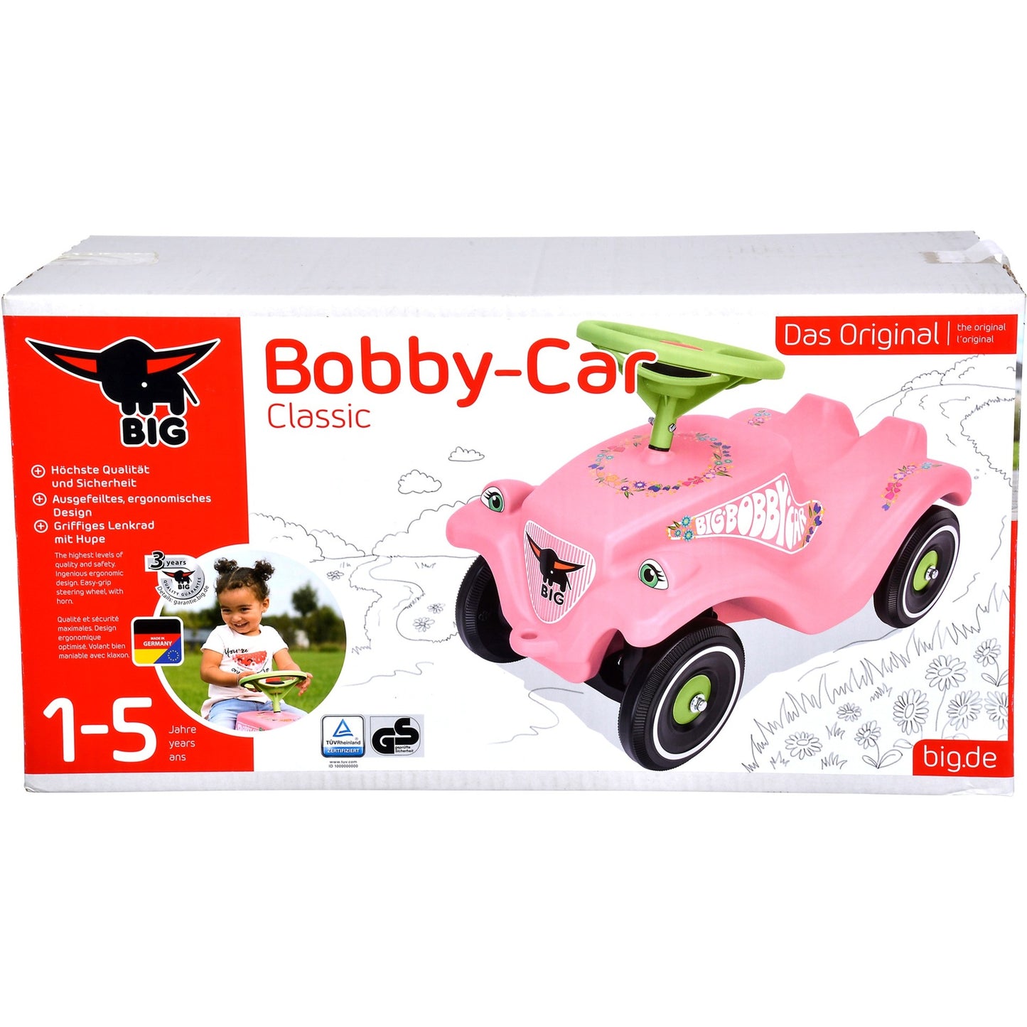 BIG Bobby-Car-Classic Flower (rosa/hellgrün)