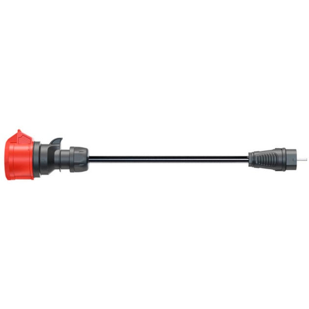 go-e Adapter für Gemini flex 11 kW, CEE rot Drehstrom 16A > Haushaltssteckdose (schwarz, 30cm)