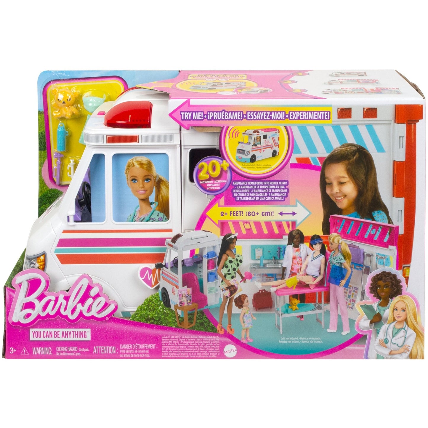 Mattel Barbie 2-in-1 Krankenwagen Spielset, Spielfahrzeug