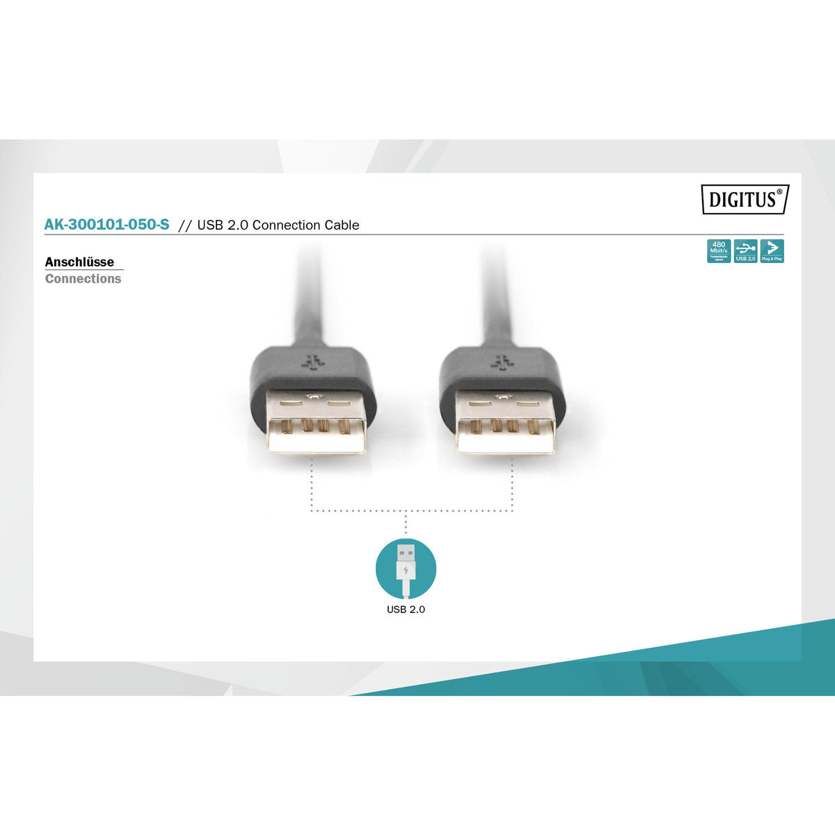 USB 2.0 Anschlusskabel USB-A (Stecker) > USB-A (Stecker)