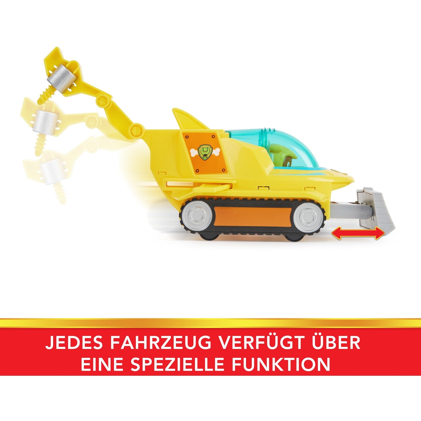 Spin Master Paw Patrol Aqua Pups - Basis Fahrzeug im Hammerhai-Design mit Rubble-Welpenfigur, Spielfahrzeug