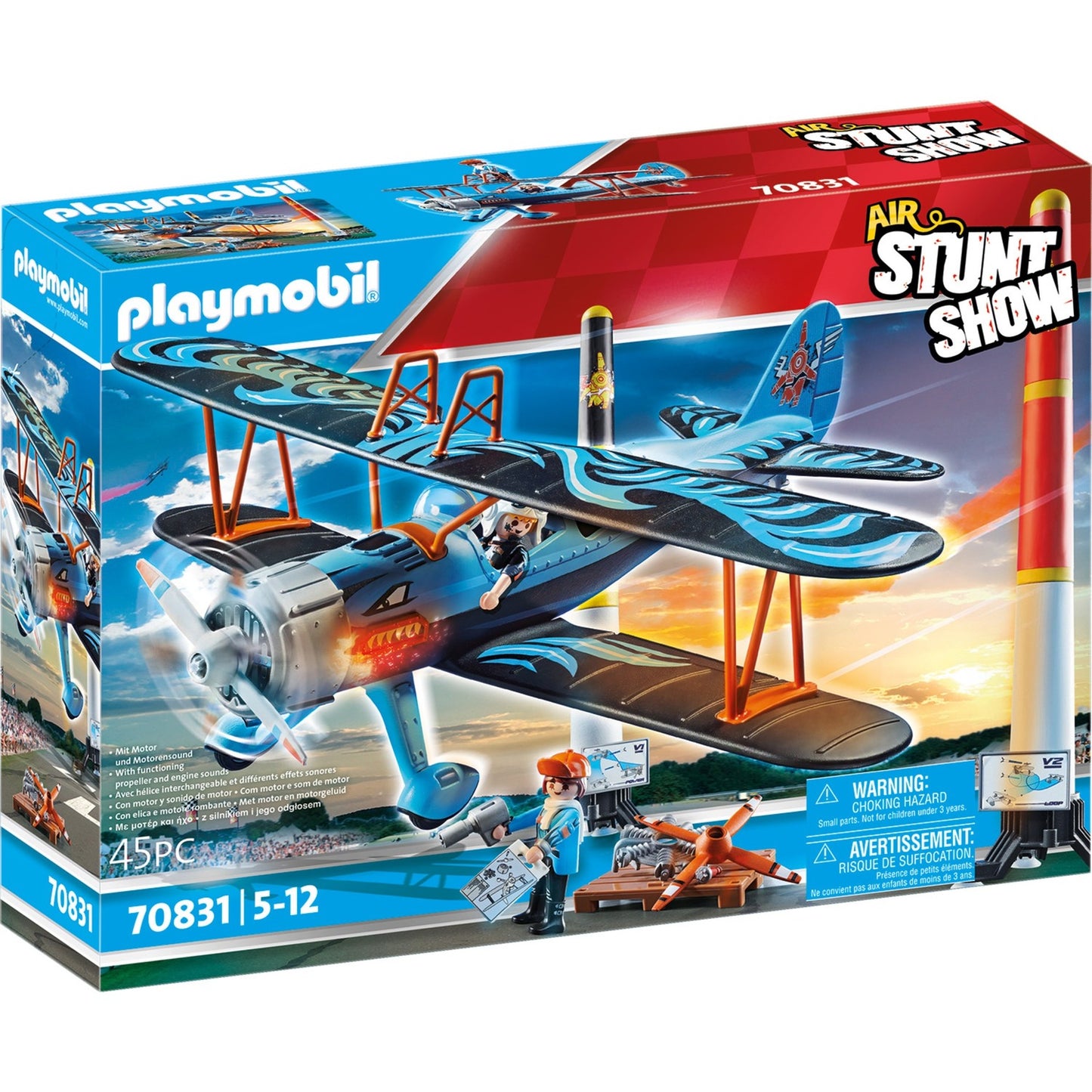 PLAYMOBIL 70831 Air Stuntshow Doppeldecker "Phönix", Konstruktionsspielzeug